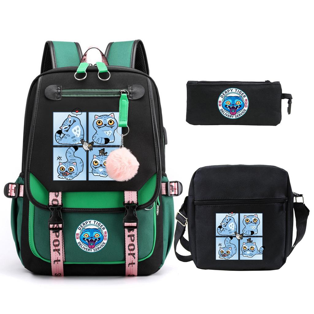 Witch Hunters Cartoon Peripheral Printing Children's Backpack Cross-border New Student School Bag Three-piece Shoulder Bag Pencil Bag