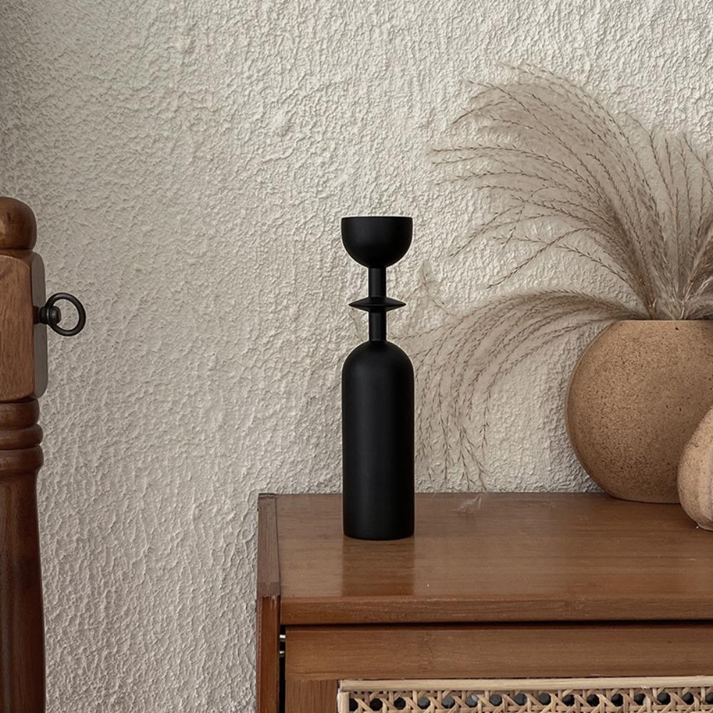 3Pcs/Set Vintage Candlestick Ornament Minimalist Candelabra Wooden Candle Holder  Living Room