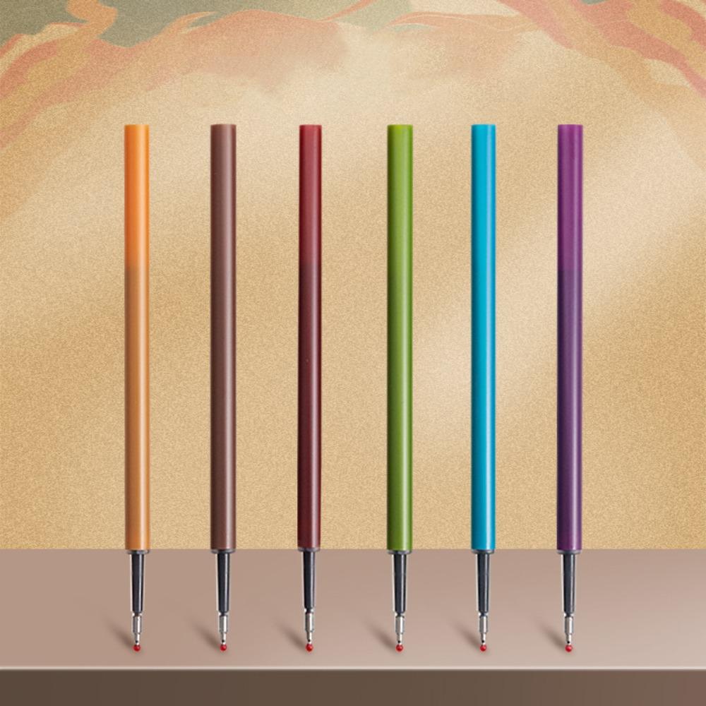 6Colors/Set Press Type Color Gel Pen Color Ink Macaron/Morandi/Retro Color Neutral Pen 0.5mm ST Tip Signing Pen Students Gift