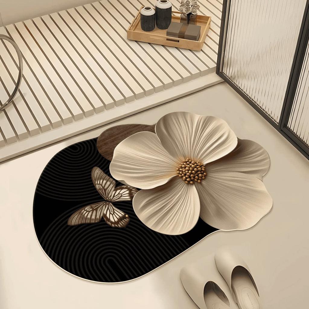 Diatom Mud Floor Mat, Water-absorbing and Dirt-resistant Anti-skid Mat, Bathroom Door Foot Mat 3D Three-dimensional Visual Effect Bathroom Floor Mat