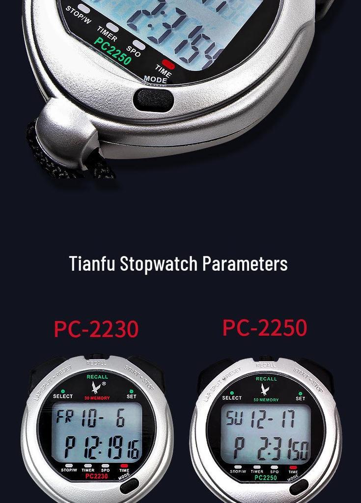 Tianfu PC2250 Professionelle Stoppuhr & Schiedsrichter-Timer – Leichtathletik & Schüler-Fitnessuhr PC2230
