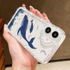 Diamond Frame Clear Phone Case For iPhone 16E 16 Pro Max 15 Pro 14 13 12 11 Whale Turtle Pattern Soft Silicone Shockproof Cover
