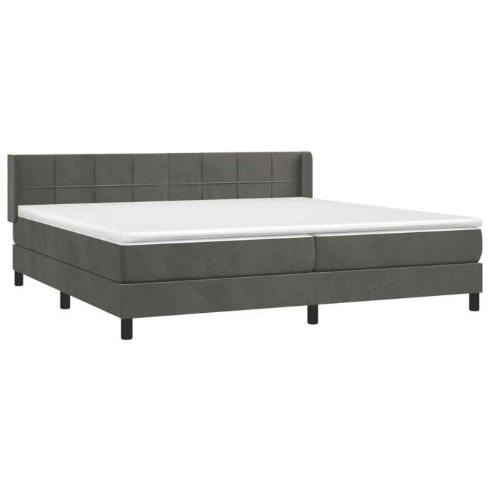 3130980 vidaXL Divan Bed and Mattress Dark Grey 200x200cm Velvet
