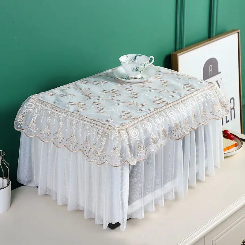 Lace Microwave Oven Cover Universal Breathable Full Covered Washable Double-layer Cloth Oil Proof Dust-proof Oven Cover ZC822