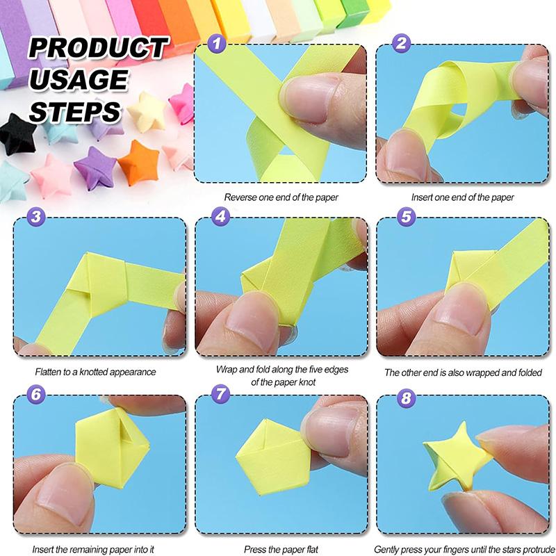 Origami Star Paper Strips 1350Sheet 27Colors Star Paper Strip Coloured Double Sided Lucky Star Origami DIY Hand Arts Home Decor
