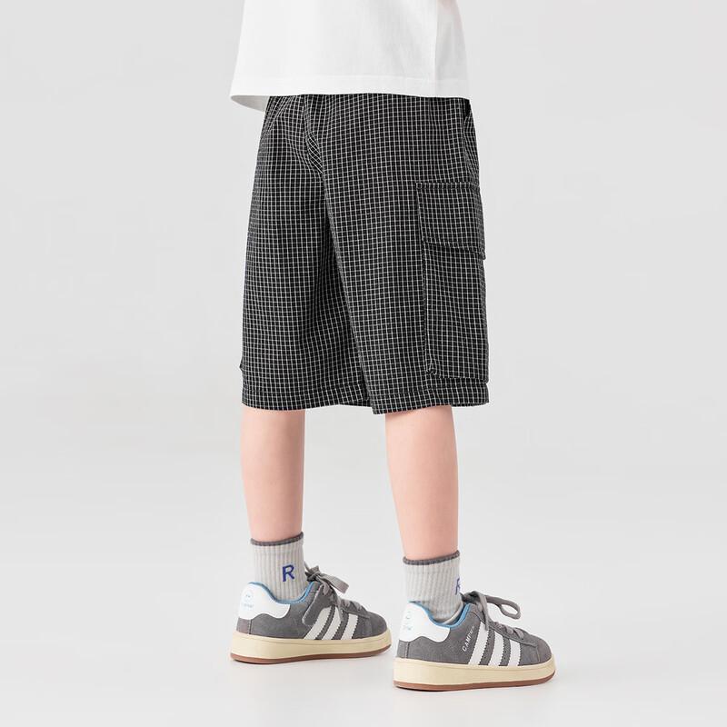 Boy's Plaid Loose-Fit Cotton Cargo Shorts