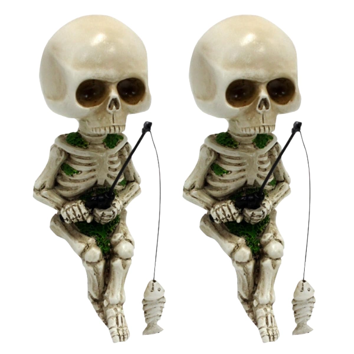 SALUDABLE Skeleton Skull Figurine, Interior Decor, Halloween Decoration, Funny Car Skull Ornament (Set of 2)