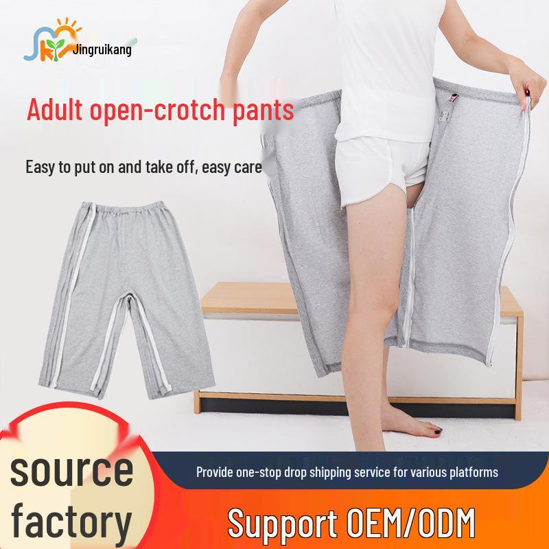 Pantaloni con Cerniera a Cavallo Aperto Facili da Indossare per Pazienti Paralizzati e Allettati, Ideali per l'Estate, Leggeri, Unisex