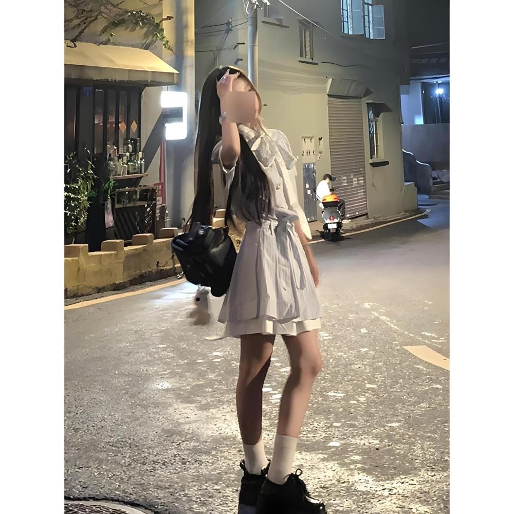 Summer temperament new women's short skirt is beautiful and super good-looking, temperament polo collar shirt dress