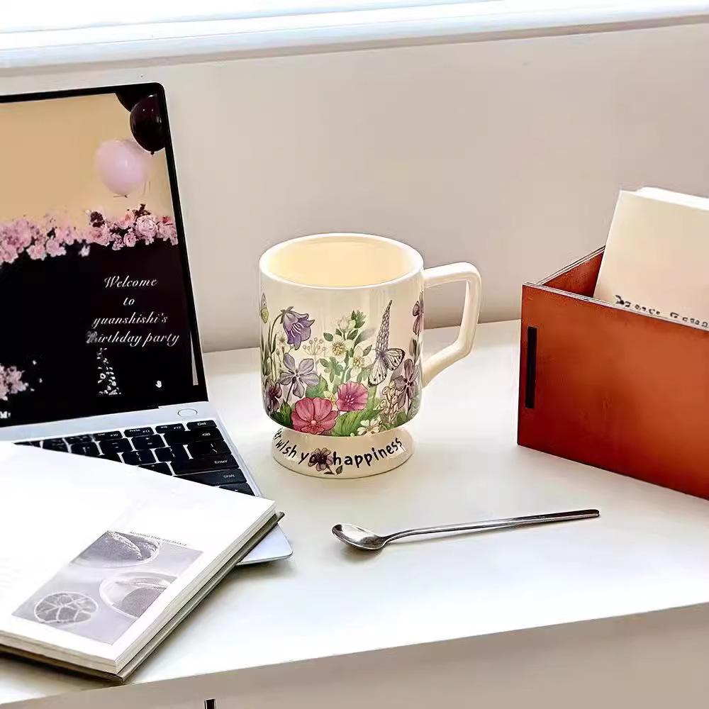 The Xiaoxiangfeng Ceramic Mug Has A Niche Design Sense The Rose Highball Cup Is A High End Drinking Cup for Women's Offices
