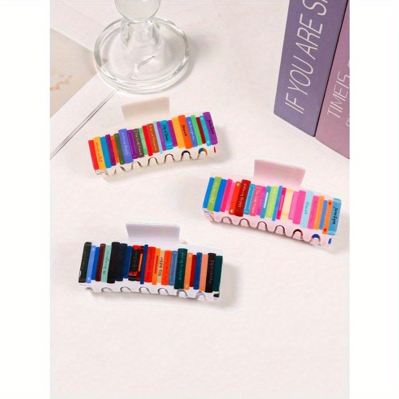 1Pc Fashionable Book Shaped Women's Hair Clip - Perfect Teacher Thank You Gift, Suitable for Thick Hair, Cute PVC Hair Clip Hair Claws Claw Clips