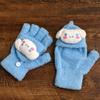 Children's Plush Gloves Winter Male and Female Middle School Students Writing Cold-proof Flip Gloves Cute Warm Five-finger Tide