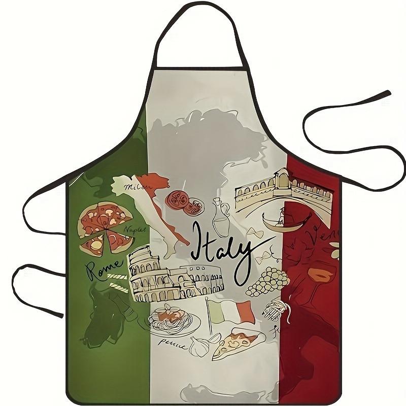 Waterproof Sleeveless Apron With Unique Print For Barbecuing And Creative Styling