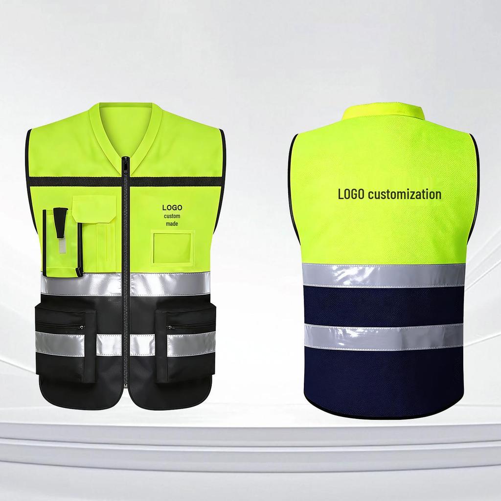 Ji Shuangye Dual-Color Multi-Functional Safety Vest for Traffic and Construction