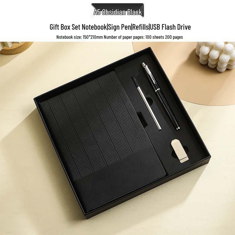 Minimalist Business Notebook Gift Set - Customizable Logo for Company Meetings and Events