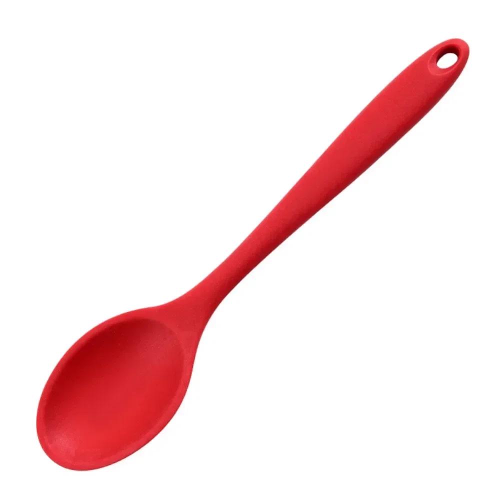 Silicone Spoon Food Grade Long-handled Kitchen Soup Spoon Mixing Spoons High Temperature Resistant for Cooking