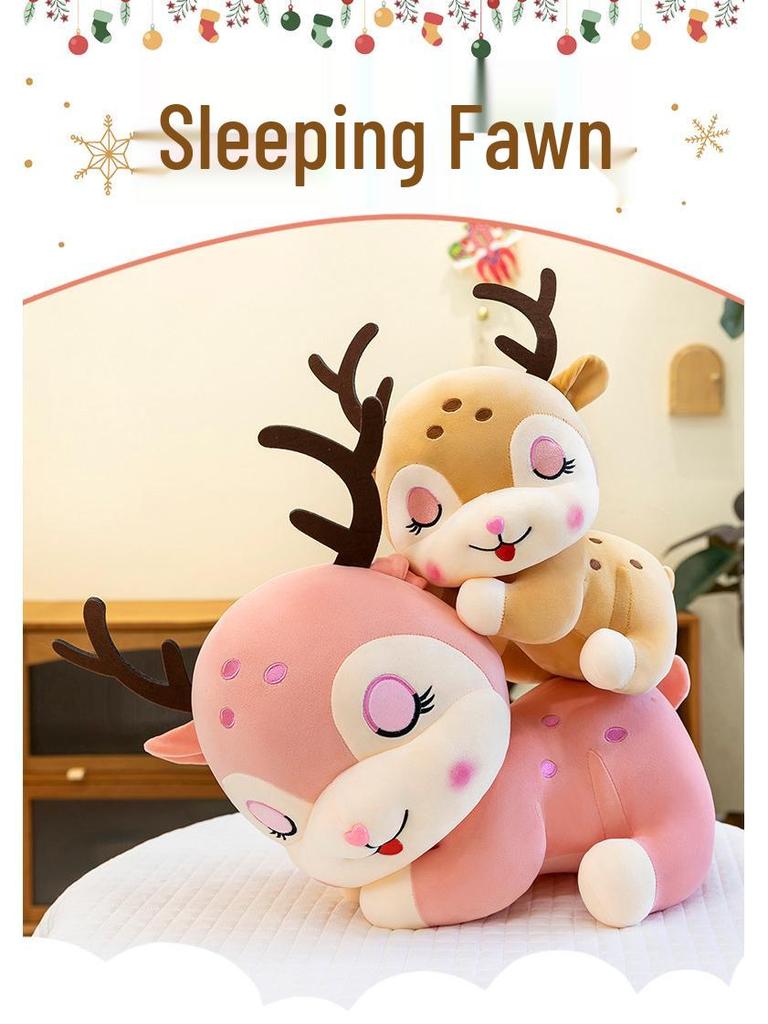 Cute Plum Blossom Deer Plush Toy - Sleep Companion & Hug Pillow - Girls' Birthday Gift