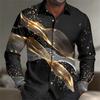 Men's long-sleeved shirt, stylish geometric print shirt, business casual slim-fit long-sleeved collared shirt for men.