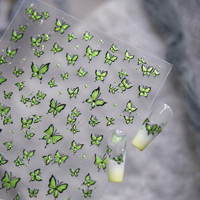 

INS Blue Butterfly Nail Stickers Relief 3D 3D 5D Internet Celebrity Metal Green Small Butterfly Nail Stickers Decorations Green Butterfly 5161-1 (Metal)