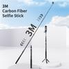 3m Invisible Selfie Stick for Insta360 X5/X4/Ace Pro 2 Carbon Fiber Extension Pole Bullet Handle Monopod for DJI OSMO Gopro Hero