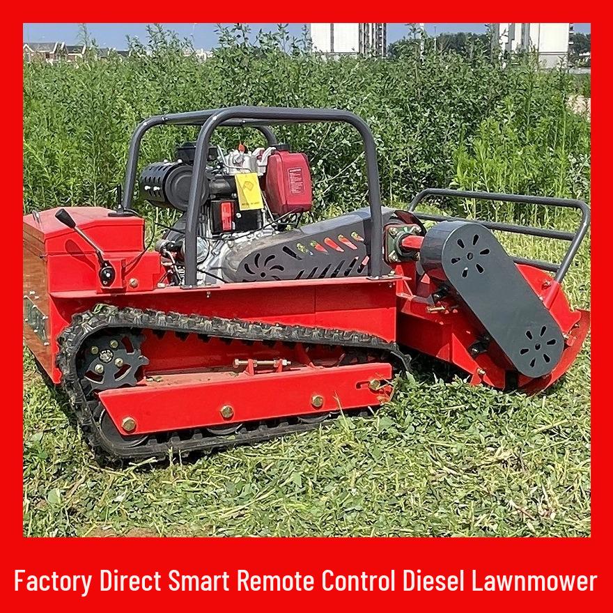 Four-Wheel Drive Remote-Controlled Grass Cutter & Shredder with Self-Propelled Automatic Weeding.