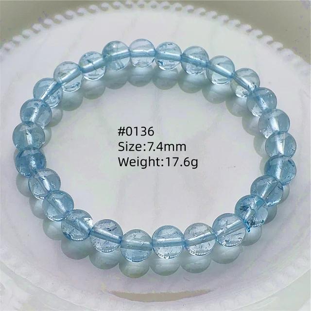 Natürlicher Blauer Topas Klare Runde Perlen Trendiges Unisex Armband Schmuck Party Geschenk 7mm 8mm AAAAAA