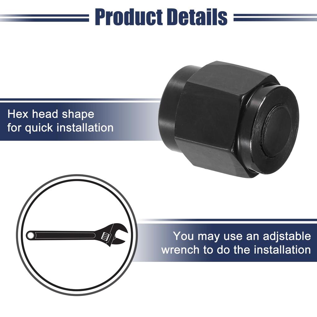 ACROPIX Female Flare Cap Port Plug Block Off Fitting Nut Adapter Universal Black 4pcs AN4