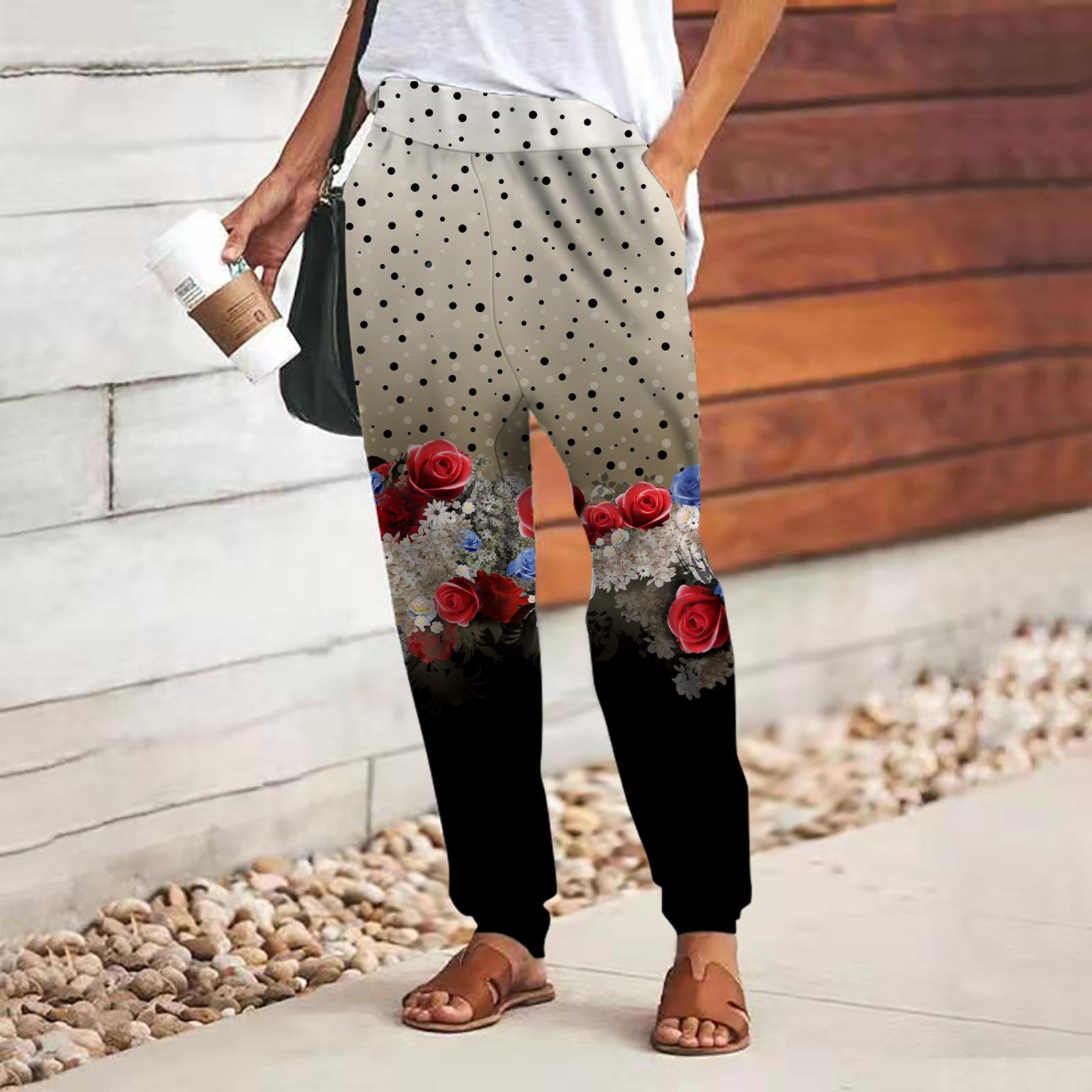 

Женские брюки с принтом в виде цветка 3D Blue Graffiti, свободные брюки со шнуровкой и эластичным поясом, повседневные длинные брюки с карманами 8XL коричневый