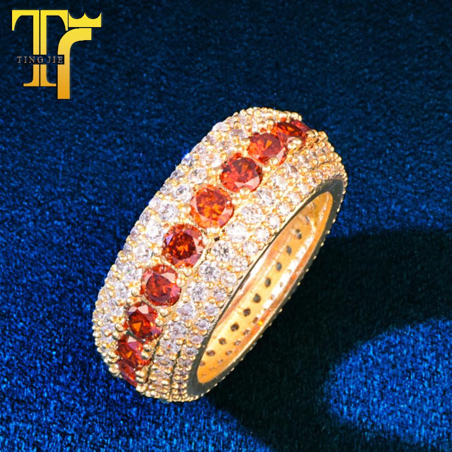 

Jay-O s American Hip-Hop Style Gold-Plated Ring with Red Zircon Size 12 серебряный