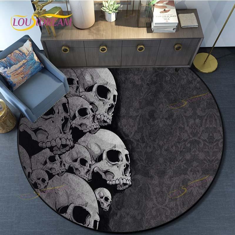 

Череп 3D принт водостойкий и нескользящий круг милый напольный ковер круглые коврики гостиная детский стул палатка игровые ковры 60cm