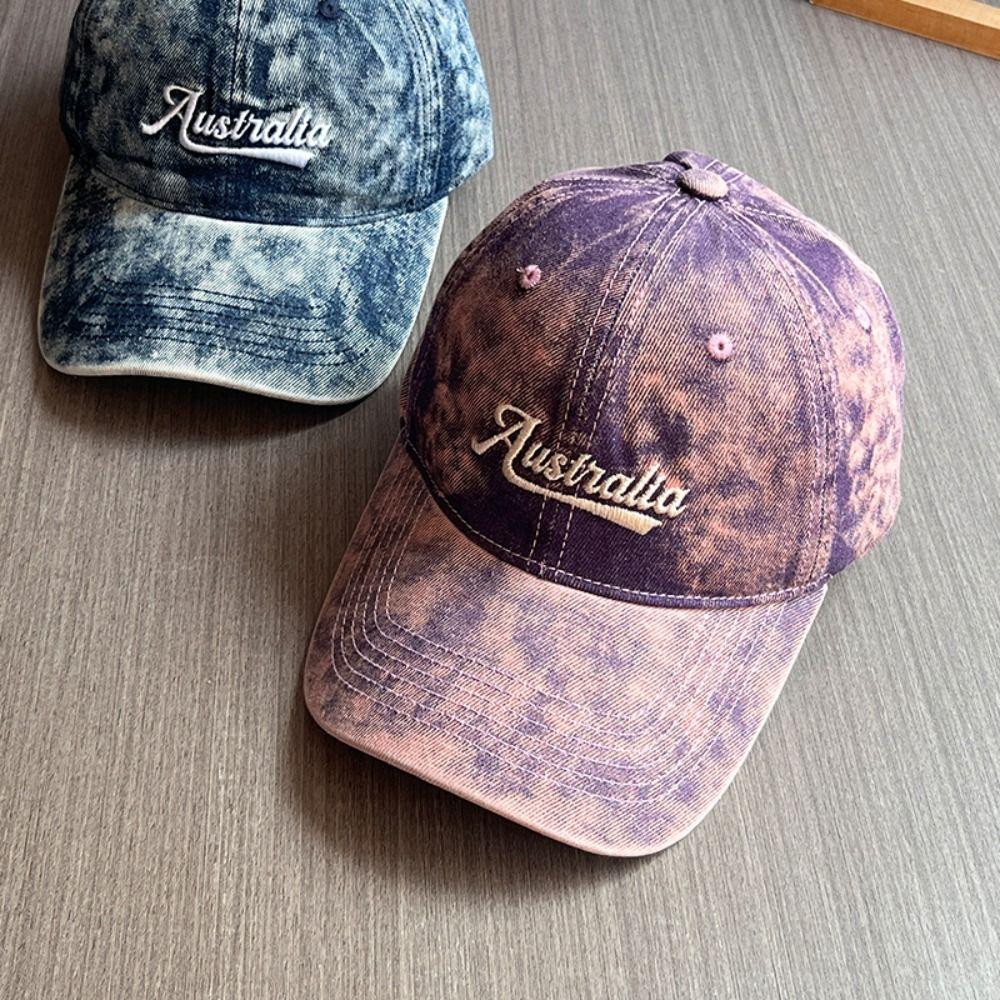 Wide Brim Denim Baseball Cap Korean Style Casual Duckbill Hat Letter Embroidery Peaked Cap Women