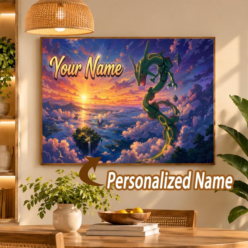 Rayquaza Custom Name Diamond Painting Personalized 5D Full Drill DIY Diamond Art Home Decor