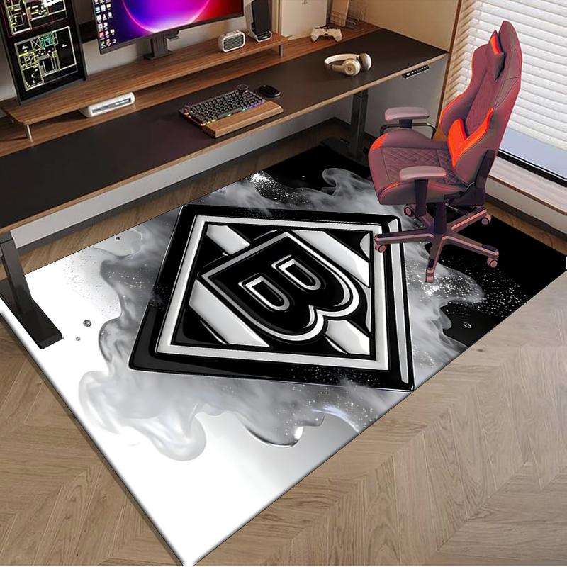 1PC Green Black Borussia Rug Game Carpet, Floor Mat for Bedroom Living Room Entryway Rug, Home Decor Idea Gift for Christmas birthday
