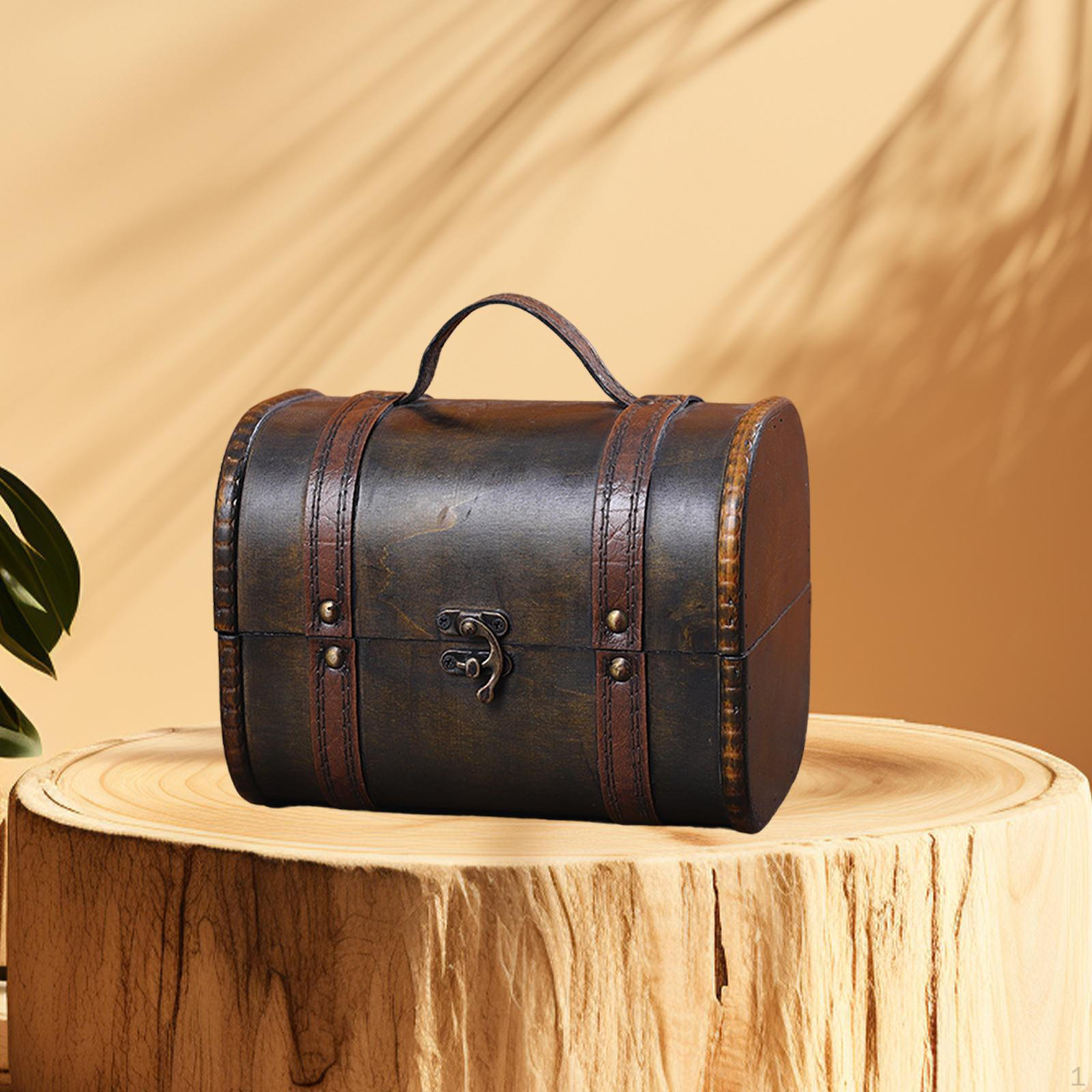 

Декоративная коробка для хранения, деревянный органайзер для ювелирных изделий, небольшой подарочный сундук для сокровищ, безделушка на петлях Black Brown