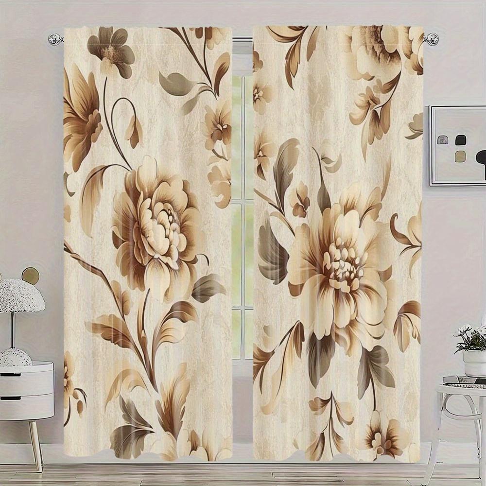 

Vintage Shabby Chic Floral Curtains Polyester Fabric Suitable Bedroom Decoration Single Panel Made Of Machine Washable Sleeping Area Decor W100*H70(CM)-Grommet top&1PCS