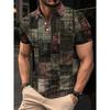 Mens Oversized Retro American Style Polo Shirt With 3D Digital Print Pique Cotton Breathable Comfortable Casual Wear