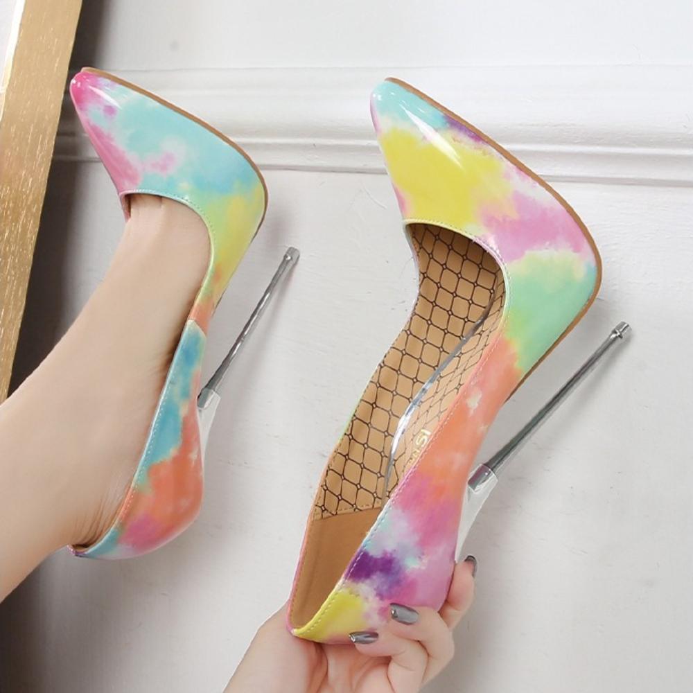 Women Big Size Hand Painted Graffiti Pointed Toe Stiletto Pumps Art Pattern Fashion Nightclub Party High Heels WZ-A16-35