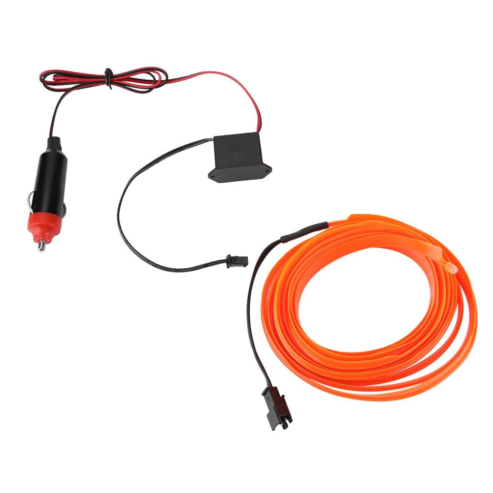 DC 12V Orange Light Glowing Wire Car Vehicle Cold Light   Cigarette Lighter Drive(2 Meters)