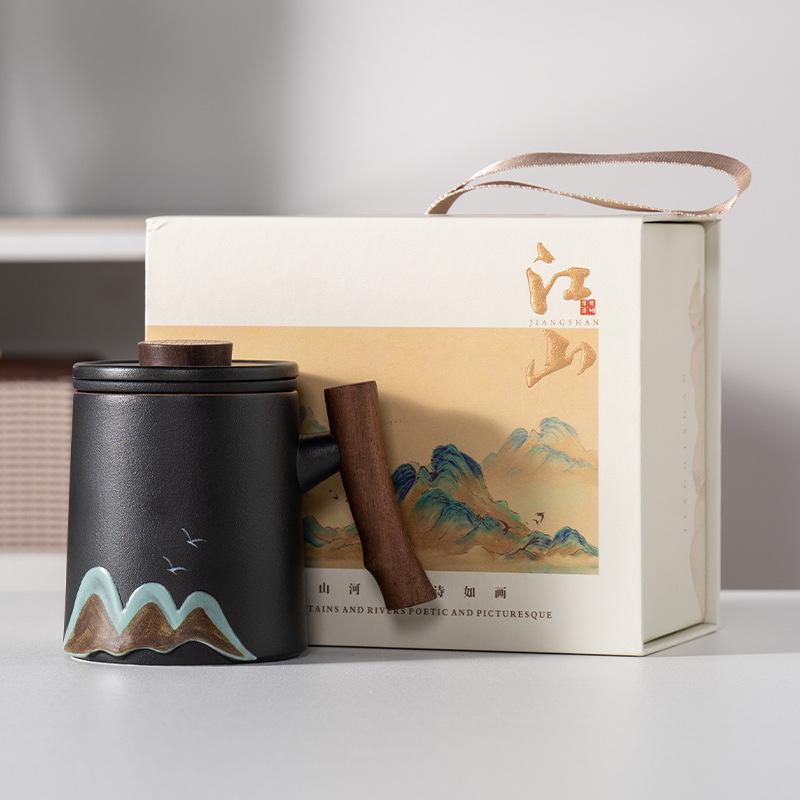 High-end business gift set Light luxury office water cup Guochao leader father teacher Mid-Autumn Festival gift