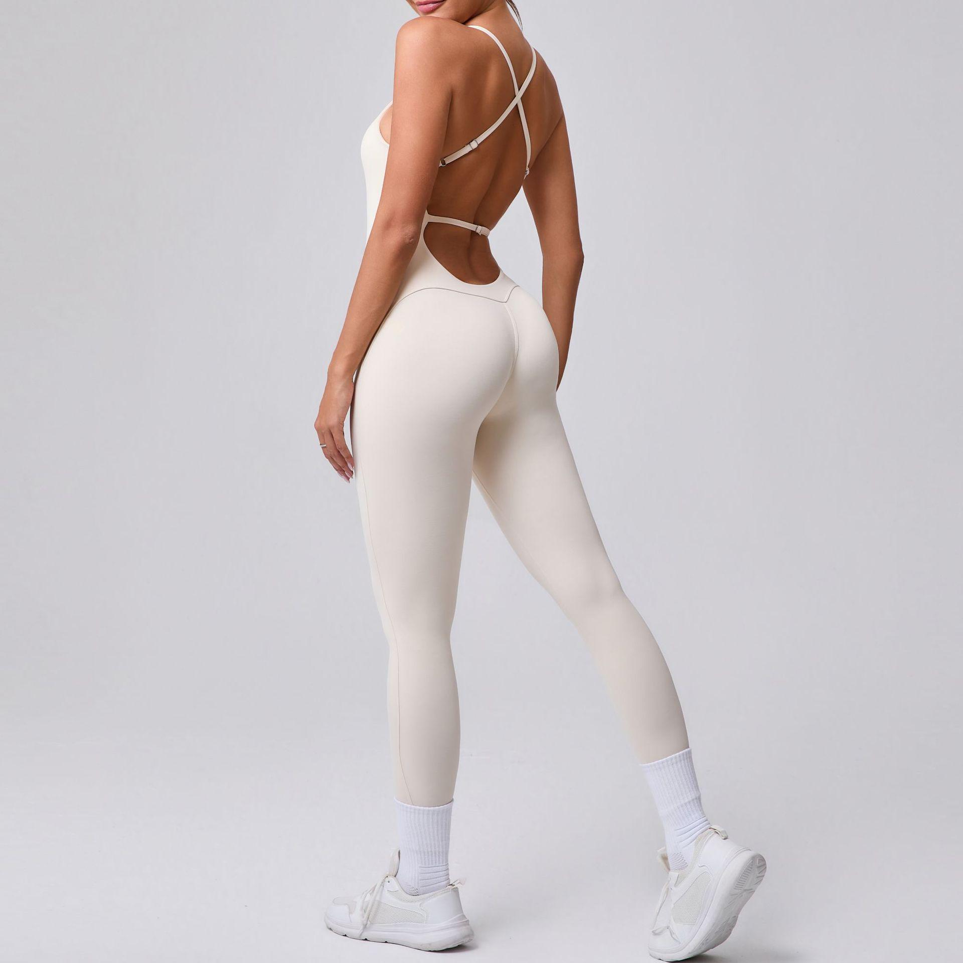 Спортивный боди для фитнеса с регулируемым ремешком, персиковый, для йоги Large