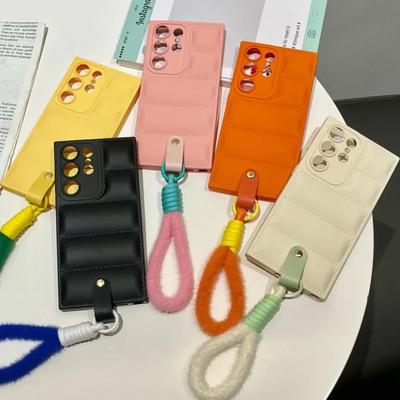 Wrist Strap Phone Case For Samsung  S26 S25 Ultra S24 S23 S21 S20 FE S22 Plus A16 A06 A55 A35 A25 A15 A05s A05 Down Jacket Style