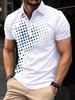 [Printed Design - Not Textured] Men'S Fashion Polo Shirts Golf Cedarmen'S Summer Short-Sleeve POLO Shirt with Striped Print, Buttoned Casual Style,