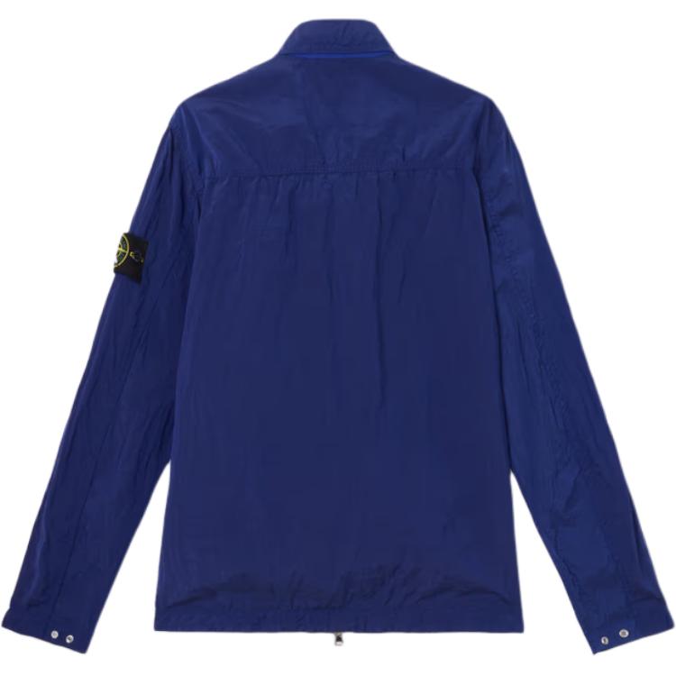 Stone Island Ss25 Nylon Metal Solid Logo Patch Zip Long Sleeve Jacket Men Jacket Bright-Blue K1S151200005S0019-V0022