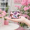 Travel Small Storage Pouch Women Coin Purse, Vintage PU Leather Change Butterfly Cute Bag Kiss Lock Pouch, Pocket-Sized, Mini Purse for Durable Wallet