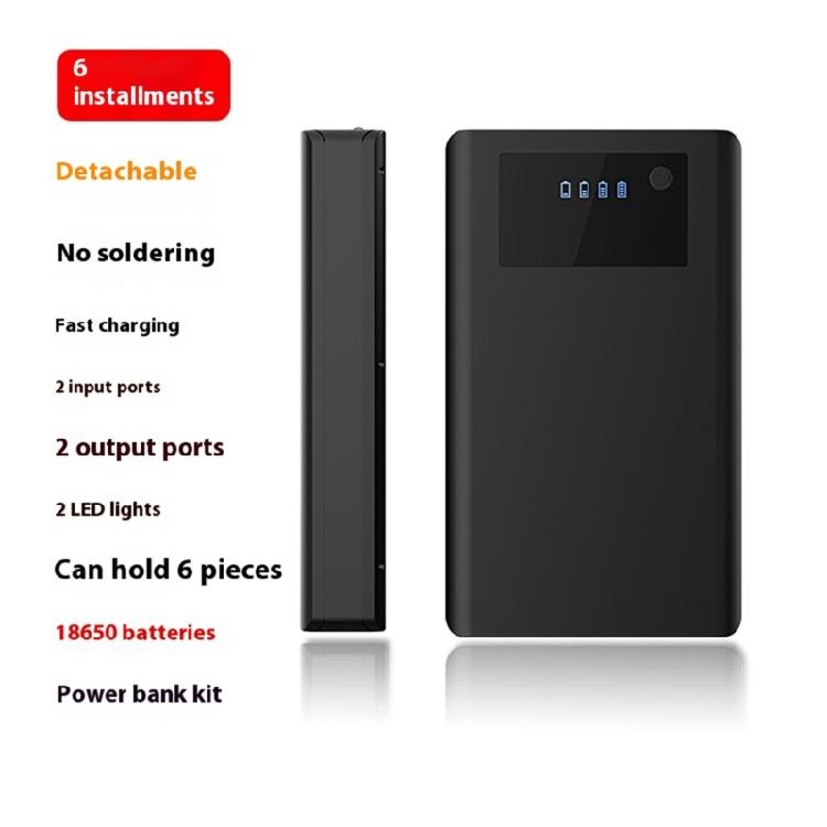 Austauschbares 6-Zellen-Ladecase (18650) mit Schnellladefunktion, LED-Betriebsanzeige, geeignet für verschiedene Geräte