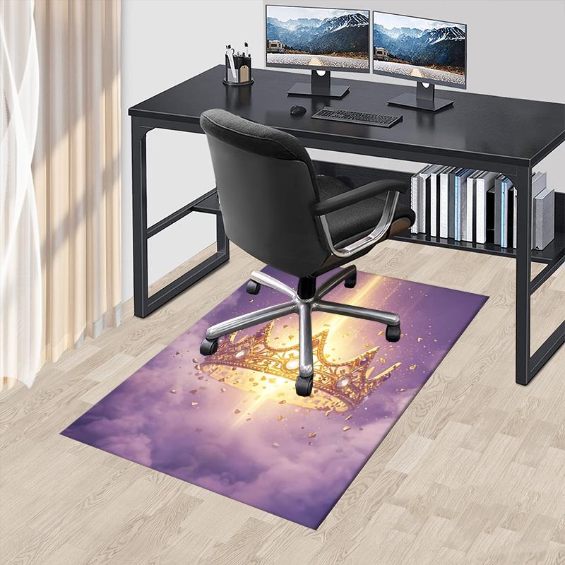 Golden Crown Chair Mat Office Carpet, Oversized Rug for Home Decor, Sofa Mat, Desk Pad Gift, Suitable for Bedroom, Living Room, Various Rooms