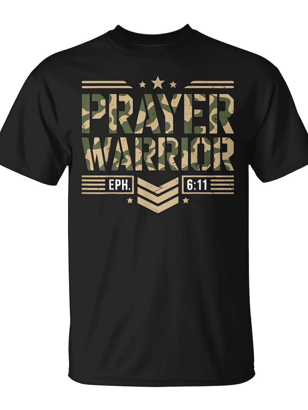 Prayer Warrior Christian Faith Armor Of God Camo Graphic Men’s T-Shirt Tee L