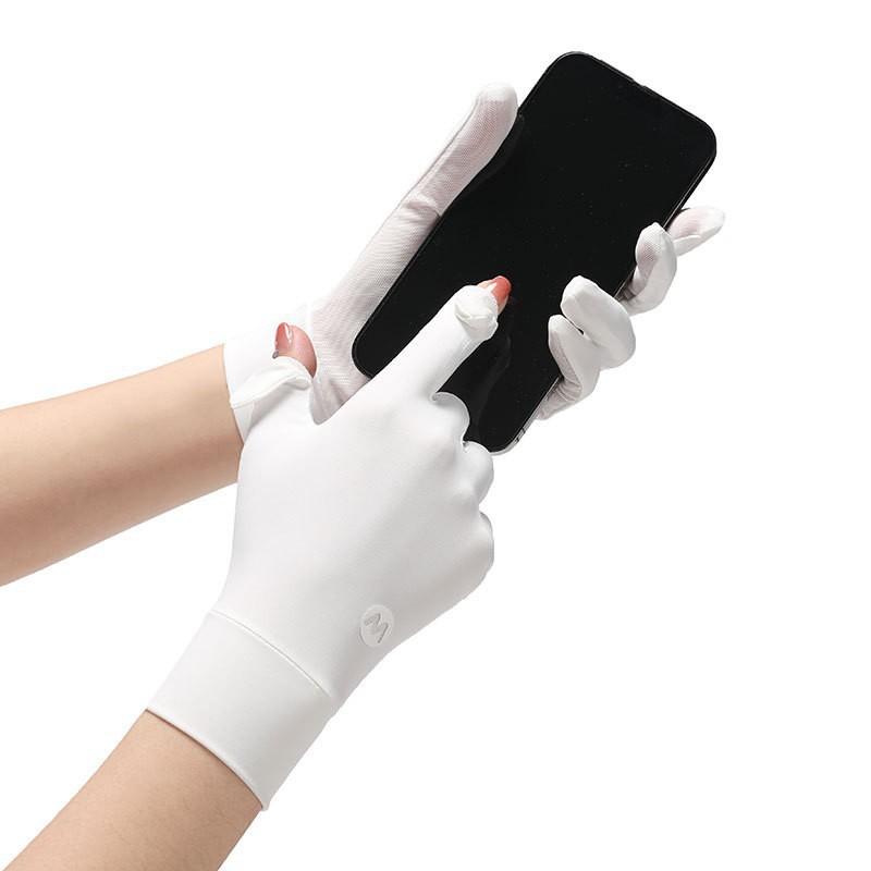 UV Protection Driving Gloves Women Lightweight Ice Silk Long Finger Anti-Slip Touchscreen Compatible Outdoor Cycling