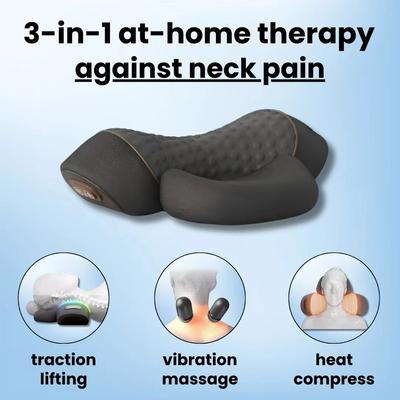 3-in-1 Neck Massager Cervical Pillow Hot Compress Vibration Massage Neck Traction Relax Pillow Spine Support Massager