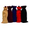 Soft Velvet Fabric Wine Bottle Gift Bag Drawstring Closure Reusable Design Drawstring Wine Bag Premium Texture Velvet Wine Pouch